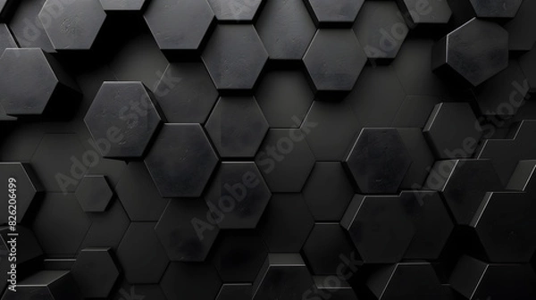 Fototapeta black hexagon abstract background