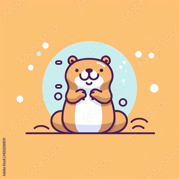 Fototapeta Bubbly_Beaver_Beaver_blowing_bubbles_Modern_Line_Icon