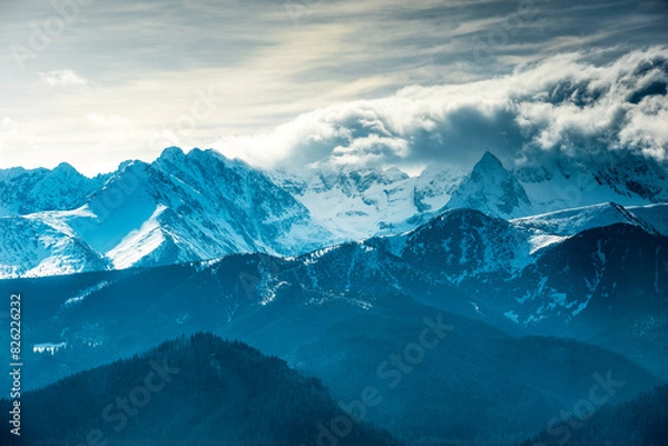 Fototapeta view of the Tatra Mountains, sunny spring day