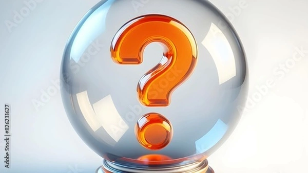 Fototapeta 3d render of orange glass model of question mark symbol