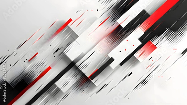 Obraz white red black abstract geometric presentation