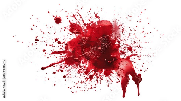 Fototapeta Horror Scene : Blood Splatter Stain on Transparent Background