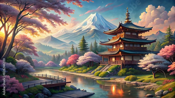 Obraz Japanese 4k drawing landscape