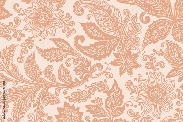 Fototapeta Botanical pattern for fabrics, covers, leaflets, business cards, Happy Birthday cards, Wedding Invitations, for use in graphics . Generated by Ai