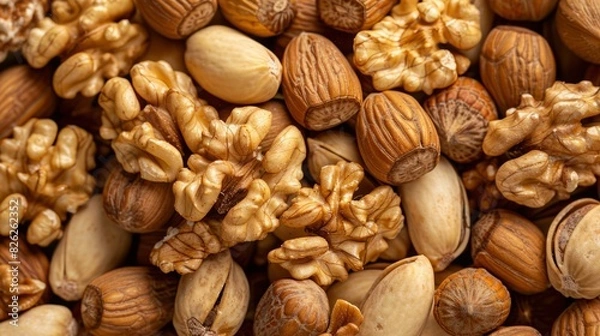 Fototapeta mixture of nuts close up background.