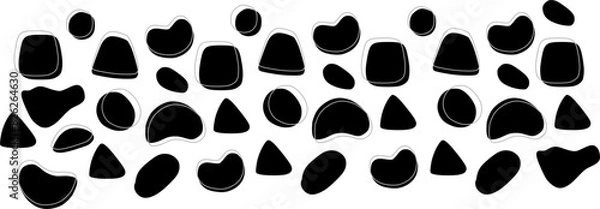 Fototapeta Blob shapes vector set. Organic abstract splodge elemets monochrome collection. Inkblot simple silhouette. Black and white minimal forms isolated on