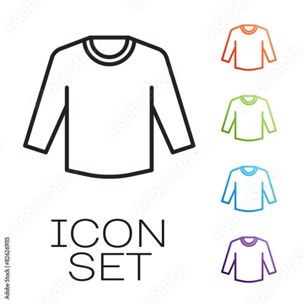 Fototapeta Black line Sweater icon isolated on white background. Pullover icon. Sweatshirt sign. Set icons colorful. Vector