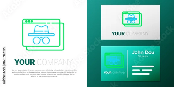 Fototapeta Line Browser incognito window icon isolated on white background. Colorful outline concept. Vector