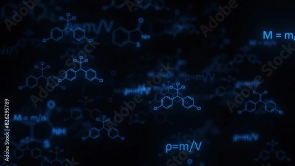 Obraz Blue chemistry formulas. Computer generated 3d render