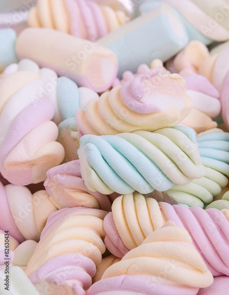 Fototapeta A delicious multicolored marshmallows 
