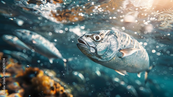 Fototapeta Photo realistic ocean conservation efforts for sustainable seafood   High resolution image highlighting marine ecosystem protection