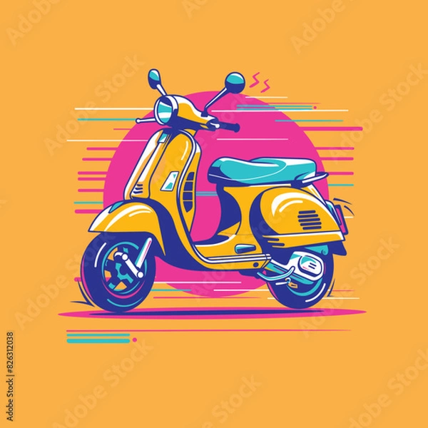 Fototapeta scooter vector illustration on yellow background
