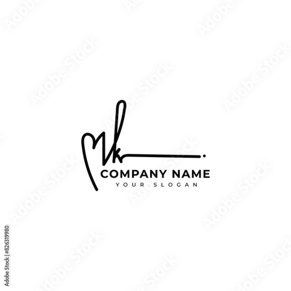Fototapeta Mk Initial signature logo vector design