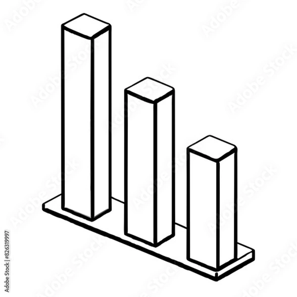 Obraz 3d bar graph vector illustration icon