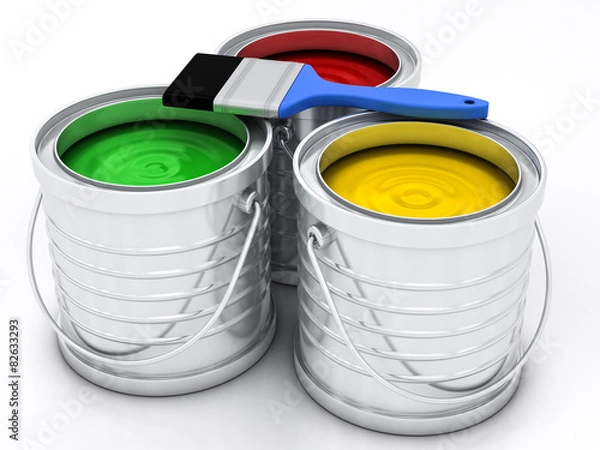 Obraz three color paint cans