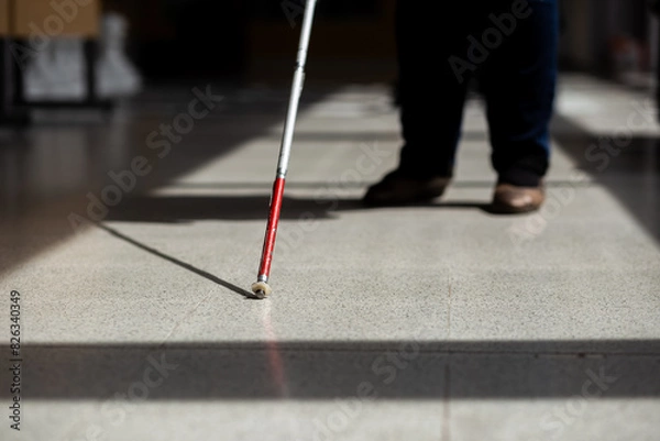 Fototapeta Blind person with white cane, Disability concept