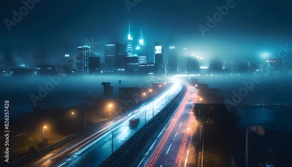 Fototapeta Abstract Cyberpunk futuristic sci-fi techno particles floating, Realistic Illustratio on digital art concept, Generative AI.