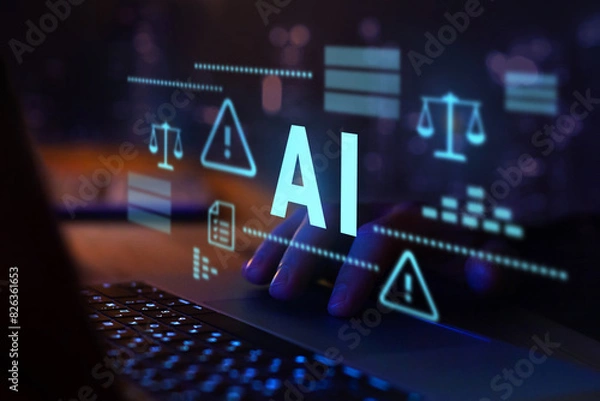 Fototapeta AI ethics laws and regulations, artificial intelligence legal standards and policy