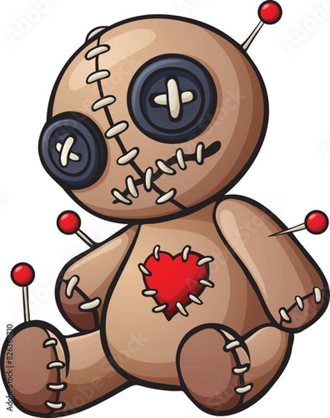 Obraz Cartoon voodoo doll isolated on white background