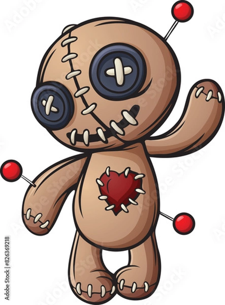 Obraz Cartoon voodoo doll waving hand