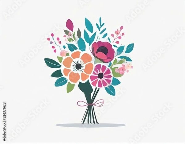 Obraz flowers bouquet vector icon on white background, logo