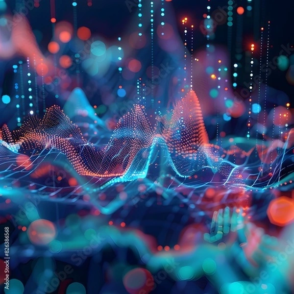 Fototapeta Vibrant Multivariate Data Visualization Landscape Showcasing Intricate Patterns and Dynamic Energy Flows