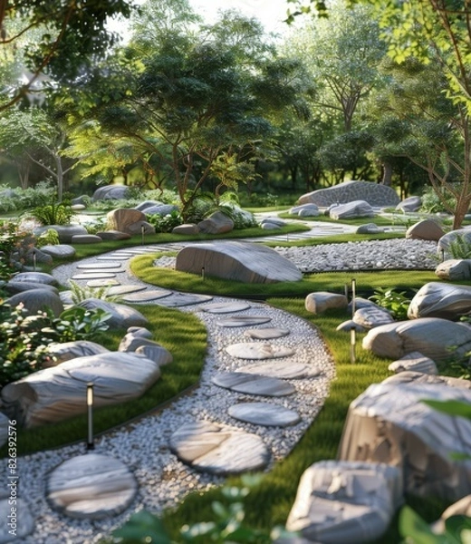 Fototapeta Zen Garden Landscape Design Renderings