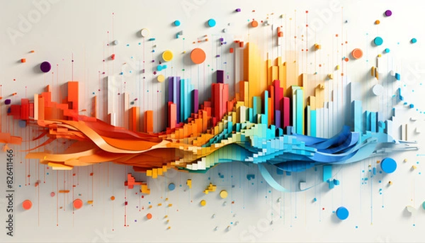 Fototapeta abstract paper cut collage of trading chart patterns and infographics
