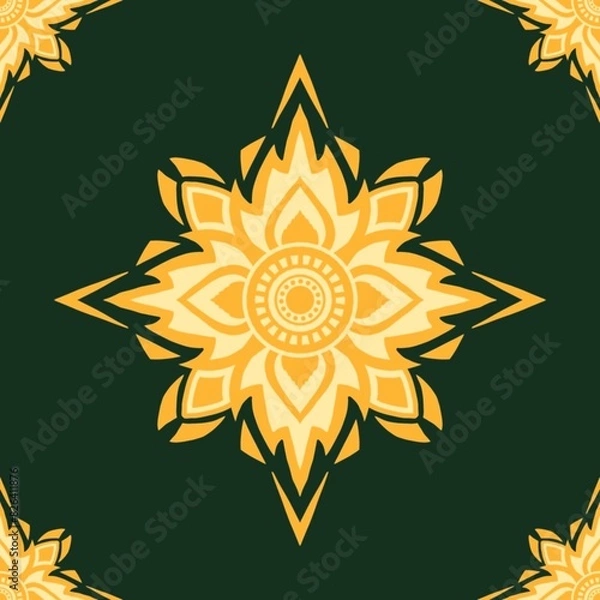 Fototapeta Thep phanom hand draw pattern seamless border design, ancient Thai pattern, ancient retro pattern, art ornament for decoration in luxury colorful