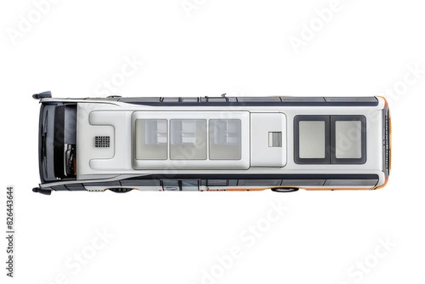 Fototapeta Aerial view of a modern bus with a glass roof on on Transparent Background top view transparent background