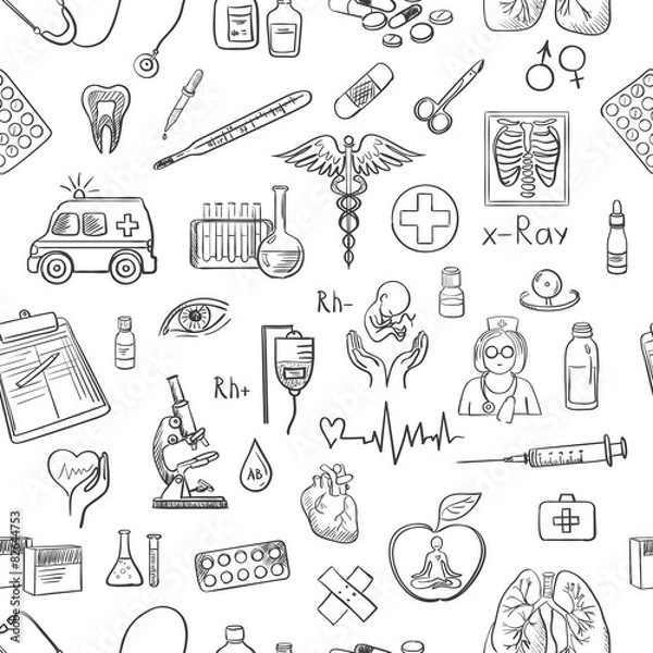 Fototapeta hand draw medicine pattern