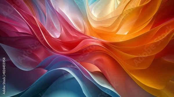 Fototapeta Abstract Gradients Color Harmony: A 3D image demonstrating color harmony with abstract gradients