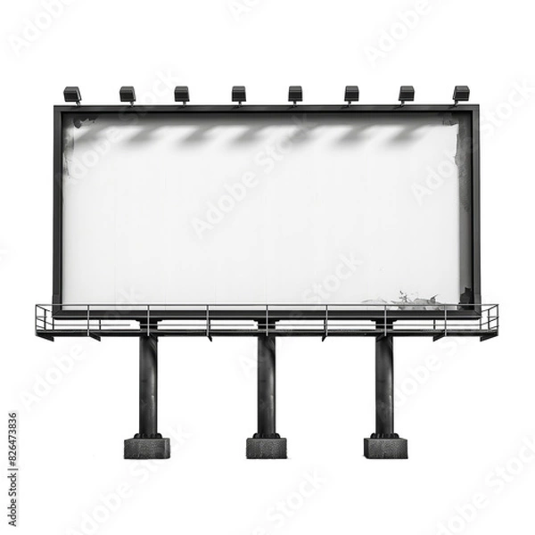 Fototapeta Blank billboard isolated on transparent background. Cut out.