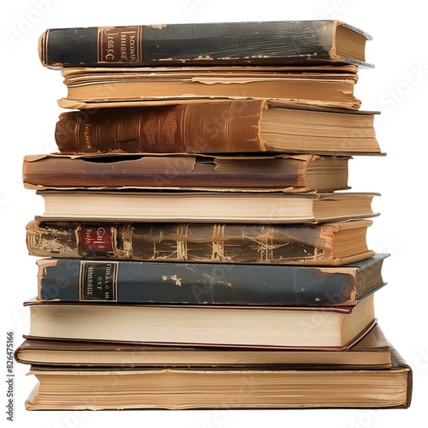 Fototapeta Stack of books isolated on transparent background. Cut out