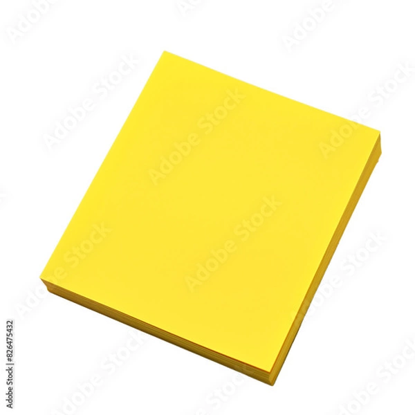 Fototapeta Yellow post it note isolated on transparent background. Cut out
