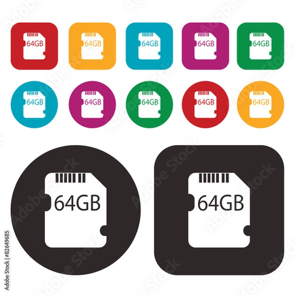 Obraz Memory card icon. SD card icon. 64 GB. Vector