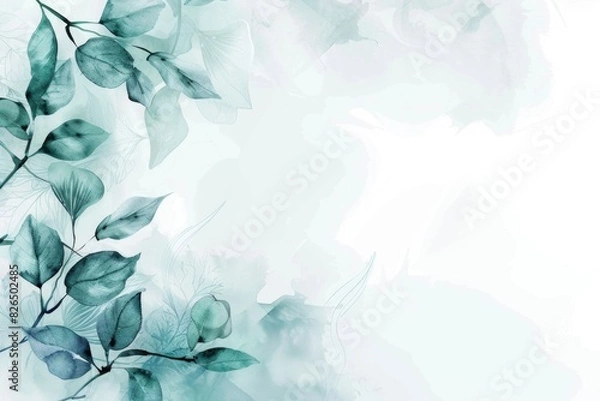 Fototapeta Serene Botanical Background with Elegant Pastel Leaves and Florals