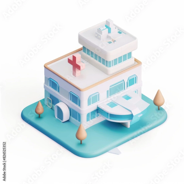 Obraz Hospital icon in 3D style on a white background