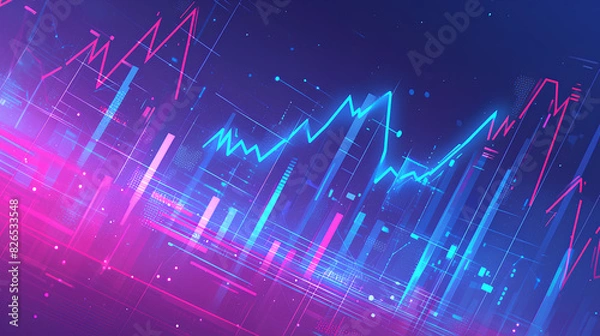 Fototapeta trading business graph up and down on technology abstract background