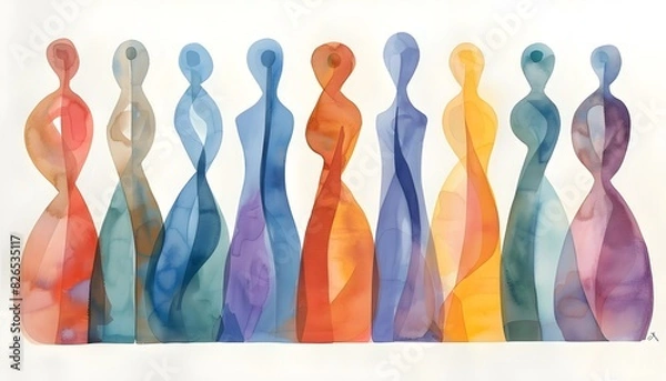 Obraz Watercolor Illustration of Nine Enneagram Personality Types- AI generated digital art