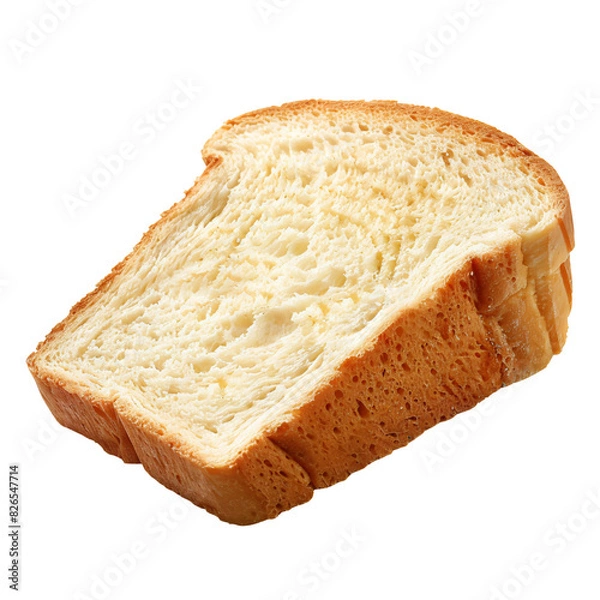 Fototapeta Slice of bread with a light crust isolated on white and transparent background