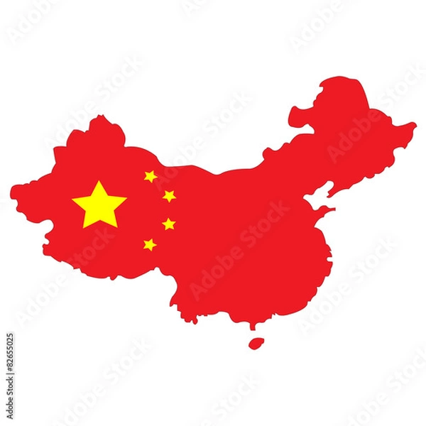 Obraz image maps of China painted in the national flag