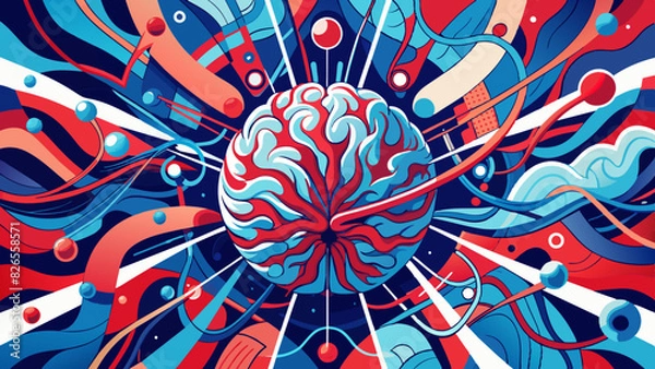 Fototapeta Abstract Colorful Brain Concept Illustration with Dynamic Patterns