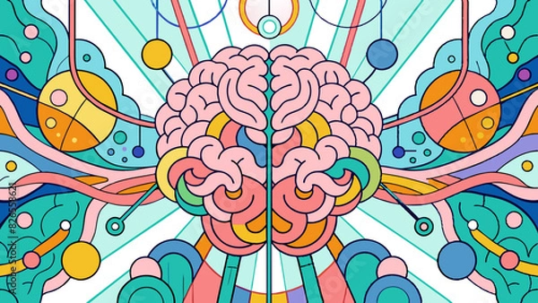 Fototapeta Vibrant Abstract Brain Illustration with Artistic Flair