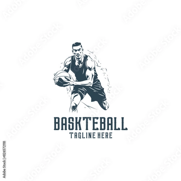 Fototapeta Basketball athlete logo vector illustration