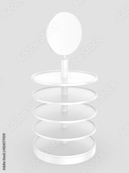 Fototapeta Blank POS POI floor product round display rack stand, 3d illustration.