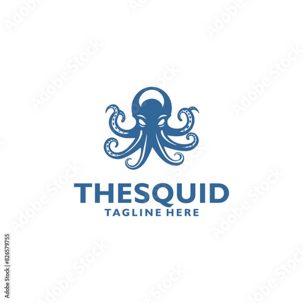Obraz Squid skull logo vector illustration