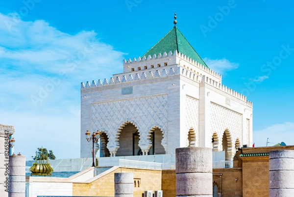 Fototapeta Rabat, Morocco - Mausoleum of Mohammed V and Hassan Tower. Rabat is the capital city of Morocco, an administrative city but very popular.