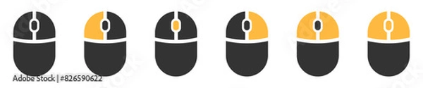Obraz Computer mouse icon set. Pressing different mouse buttons. PC cursor vector icons. Vector illustration