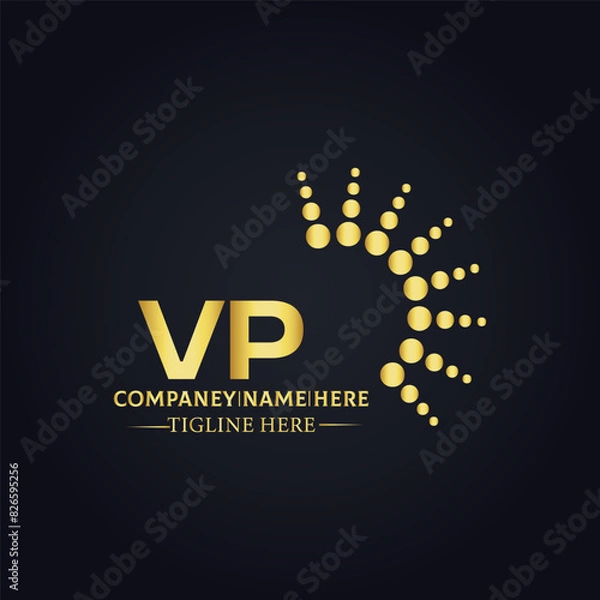 Fototapeta VP logo. V P design. White VP letter. VP, V P letter logo design. V P letter logo design in FIVE, FOUR, THREE, style. letter logo set in one artboard. V P letter logo vector design.